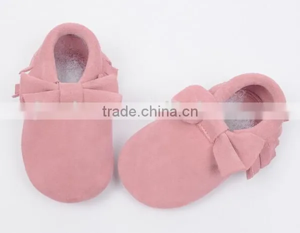 Classic Design 100% Suede Baby Moccasins With Bow, Bow Moccains for Baby photo-3