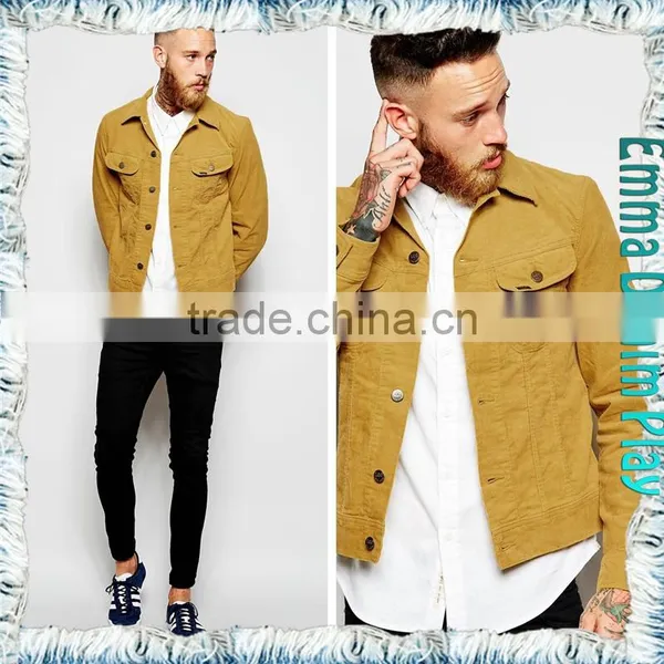 New 2015 Spring Men Fashion Cotton Denim Khaki Jackets photo-4