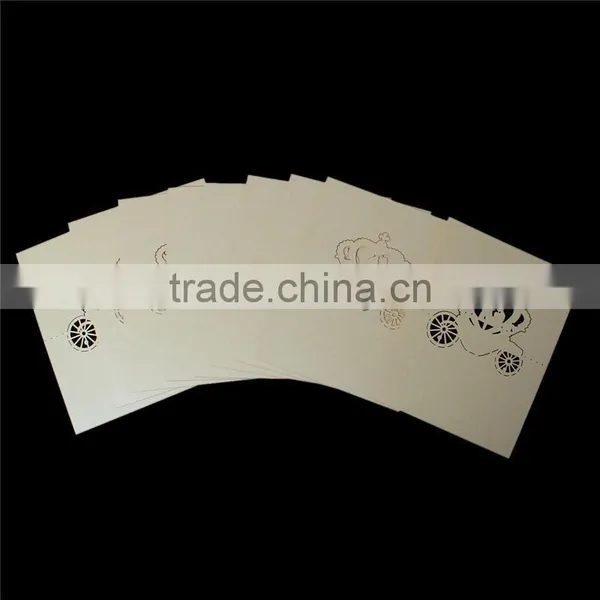 Paper Wedding Party Name Place Cards Crown Hollow Light Golden photo-3