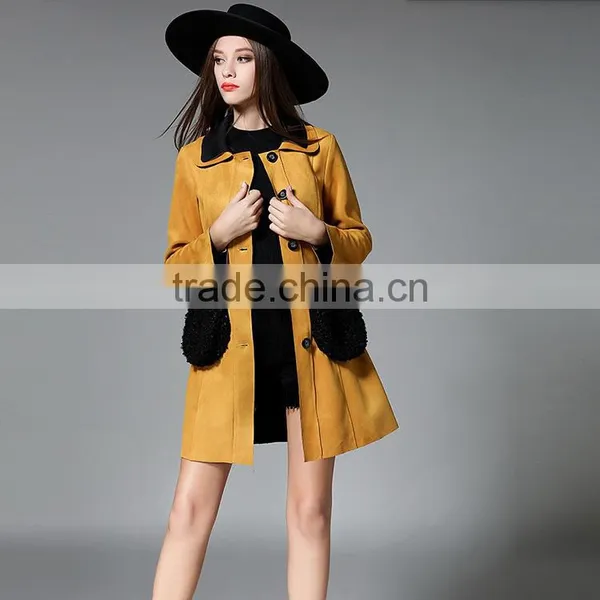 B40993A Korean Style Fashion Women Clothing Long Wool Winter Suede Coat photo-3