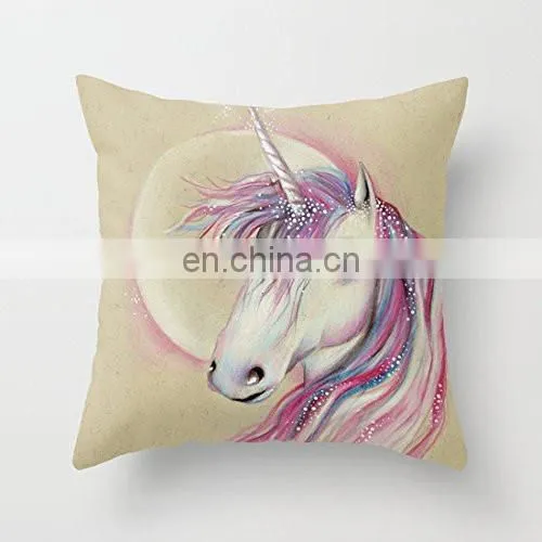 OEM Custom LOGO Colorful Cartoon Rainbow Unicorn Home Decor New Design Pillow Case Car Seat Cushion Cover photo-3