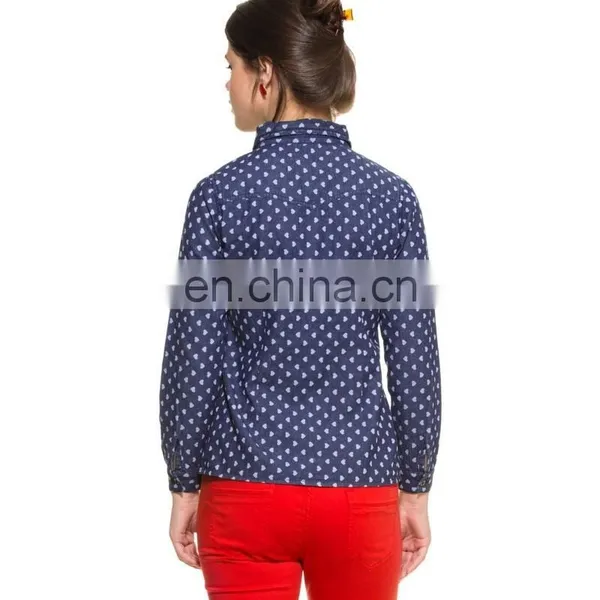 Ladies Summer Fashion Tops INDIGO DENIM FULL SLEEVED SHIRT photo-6
