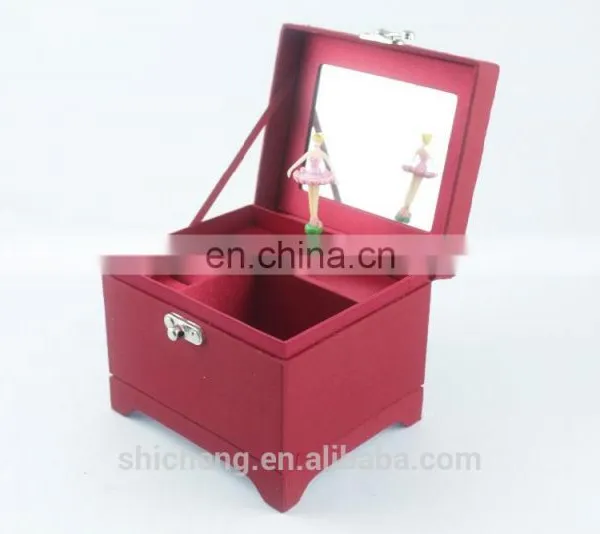 Square Hand Crank Ballerina Dancer Music Box With Mirror photo-6