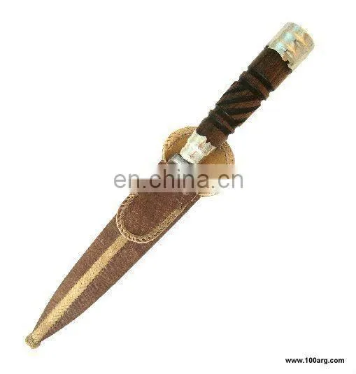 KNIFE WITH STAINLESS STEEL SHEET 14CM WITH TURNING WOODEN HANDLE AND ALPACA WITH SCABBARD RAWHIDE