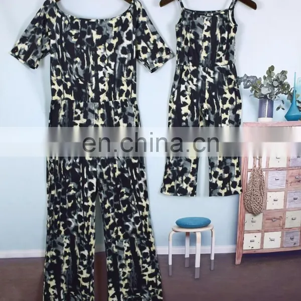 Parent-Child Outfit Fashion Leopard Grain Siamese Trousers Suits Short Sleeve Round Collar Sets (this Link for Girls,1-12years) photo-5