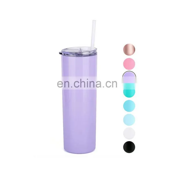 Stainless Steel Total Straight, White Diy Printing Heat Press Skinny 20oz Sublimation Blanks Tumbler With Silicone Gasket/ photo-3