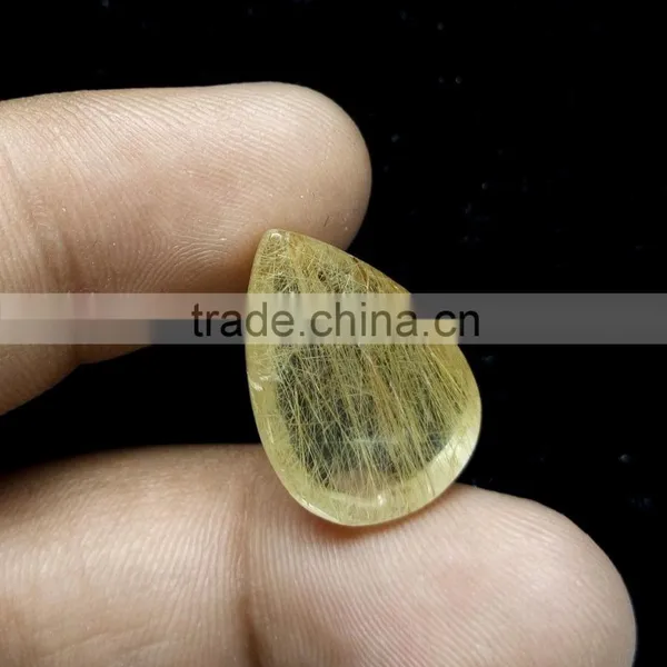 100% Natural Yellow Rutile Cabs Stone / Smooth Rutile / photo-3