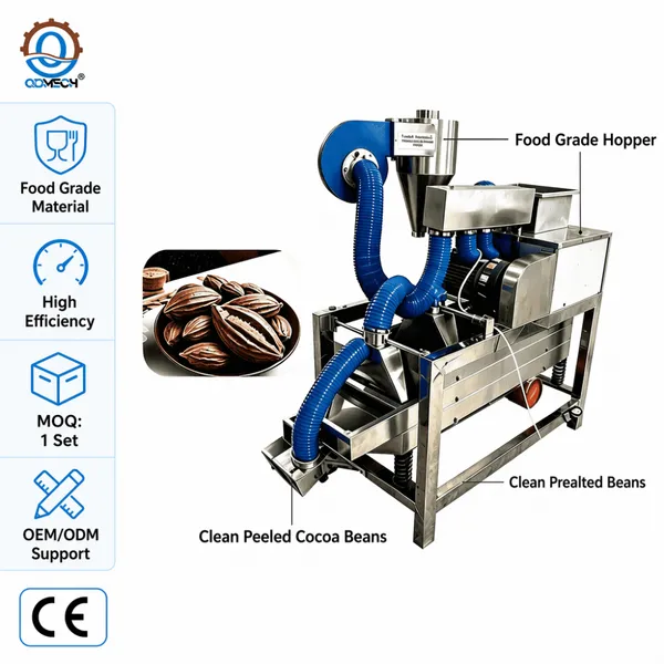 High Efficiency Cocoa Bean Shelling Machine 100kg/h Stainless Steel 304 Cocoa Peeler for Nut and Bean Processing photo-2