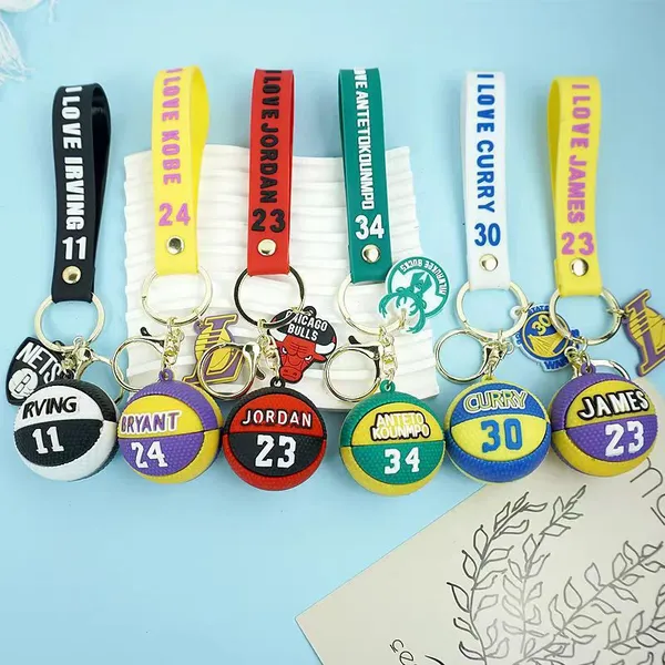 Realistic NBA Basketball Player Mini Plastic Figurine Keychain Lowry Kobe Warriors Curry Durant Lakers LeBron PVC Baskeball Keychain photo-3