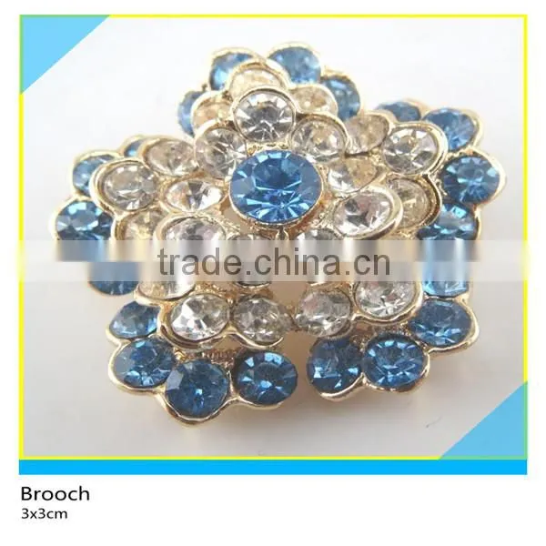 Gold Metal Flower Design Brooch Glass Rhinestone Brooch 5.5x5.5cm photo-2