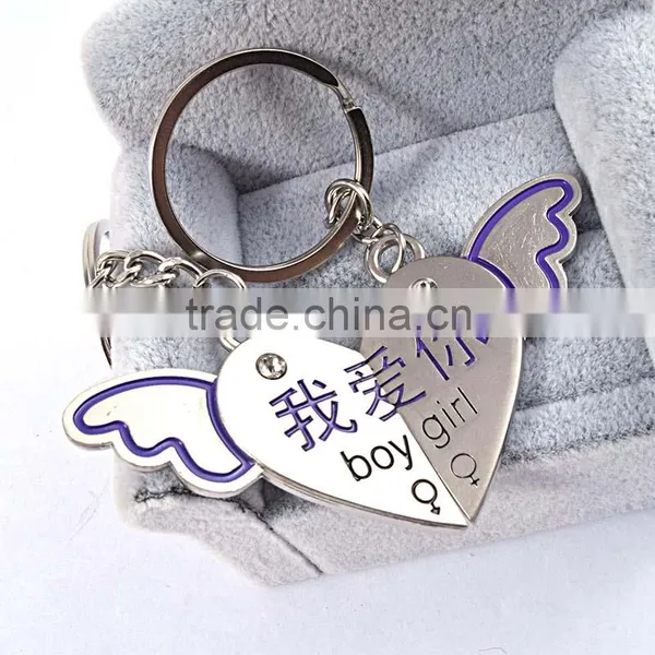 Christmas Gifts Angel Wings Cute Couple Keychains for Boy and Girl photo-2