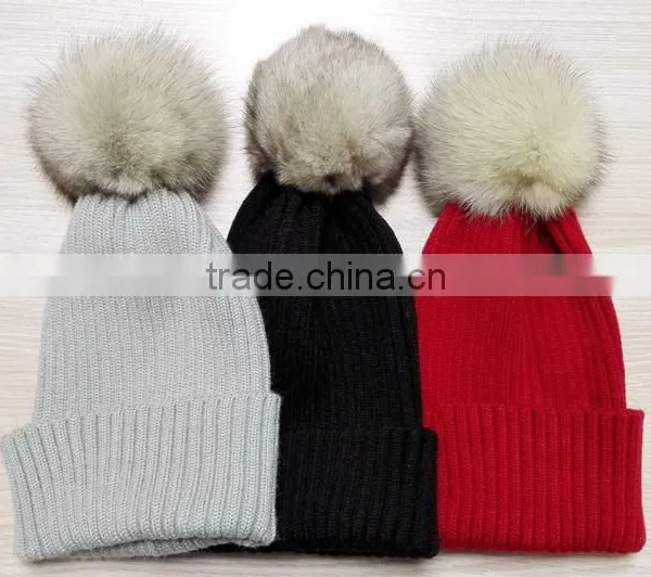 2016 Winter Newest High Quality Knitted 100% Real Racoon Fur Pompom Hat and Scarf Set photo-5