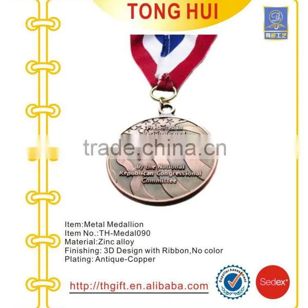 The antique red copper plating metal souvenir medal