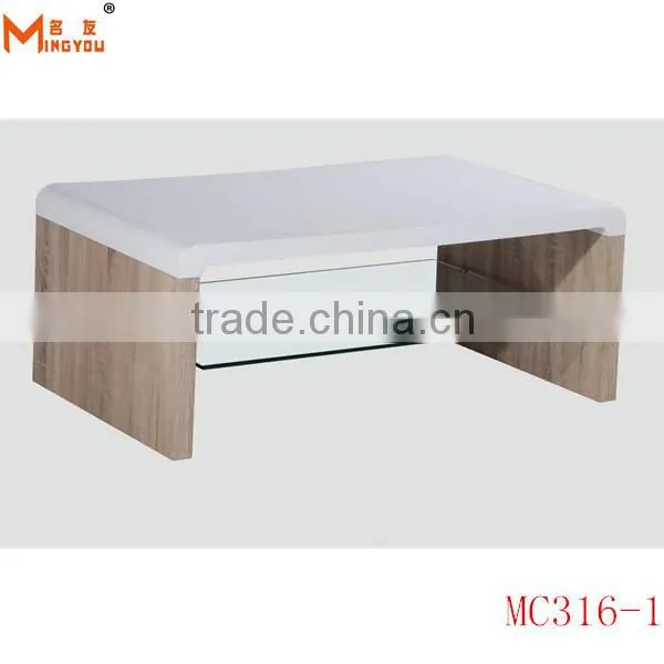 Modern Glass Wooden Coffee Table With Drawers photo-2
