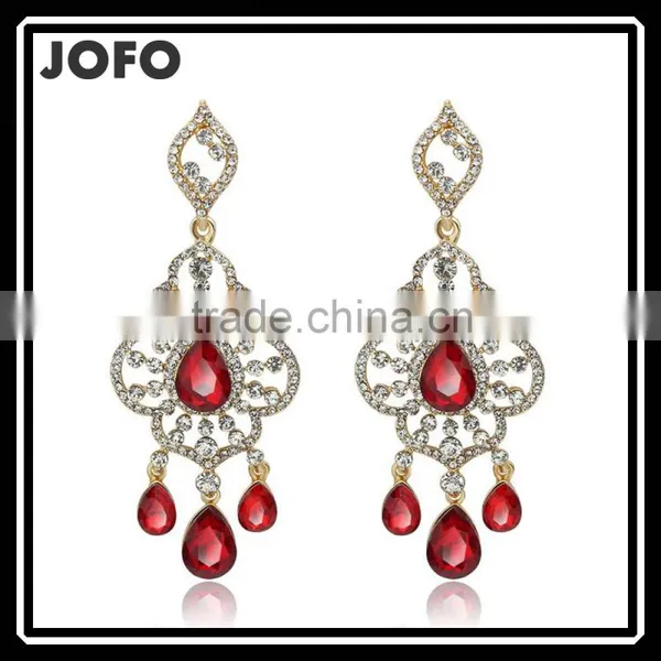 Stylish Retro Rhombus Crystal Ethnic Style Chandelier Earrings