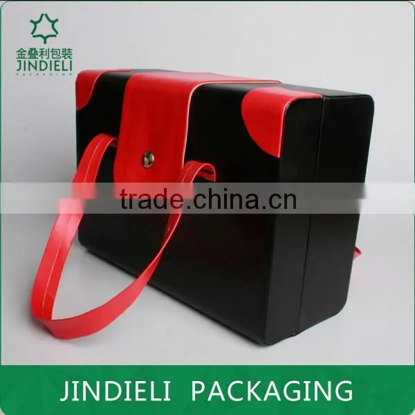 Fashion Design Rend and Black Leather Cosmetic Gift Box photo-2