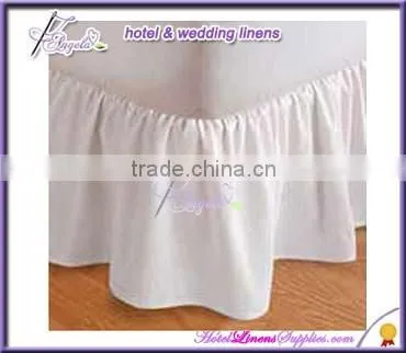 White Hotel Bed Skirt With Shirring Pleats, Fitted Bed Skirt, White Bed Skirts photo-2