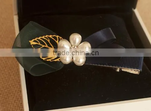Fancy Chiffon Satin Ribbon Rhinestone Hair Clip Girls Quality Choice photo-2