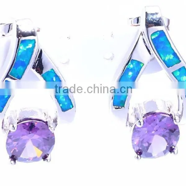 925 Sterling Silver Pink Opal Crystal Earring Pink Tourmaline Stud Earrings photo-4