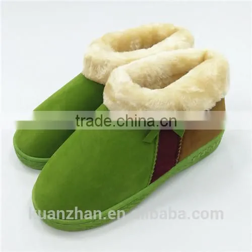 Plush Collar Patch Working Winter Straw Sandals Slipper