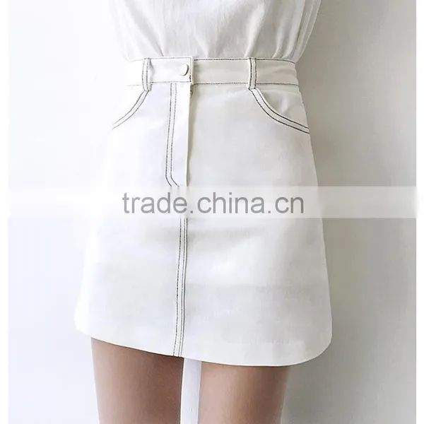 Manufacture China Summer Girls Fashion High Waist Women White Skinny Stretch Denim Skirts