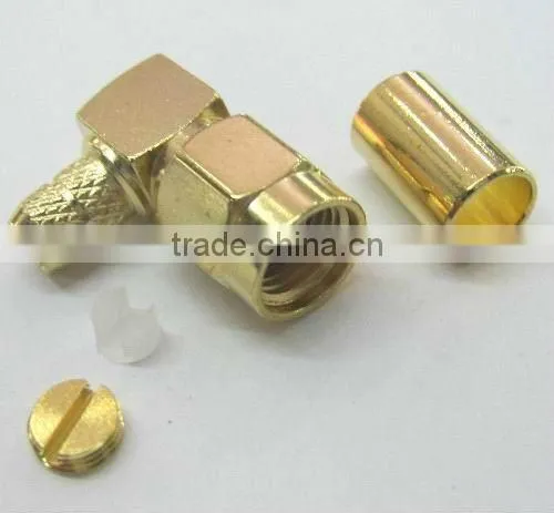 SMA Male Right Angle Connector, Crimp, for Cable Rg58 Rg142