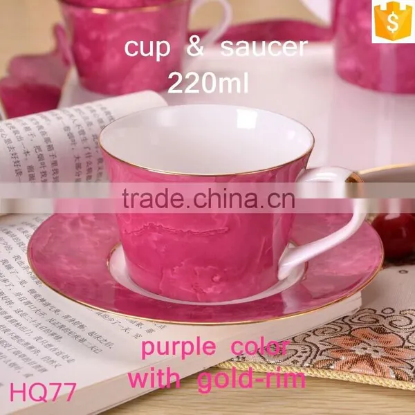 Unique Design Green Color With Gold-rim Bone China Cup 220ml Tea Cup With Saucer photo-2