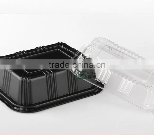 Black Plastic Rectangle Food Container / Disposable Sushi Box /plastic Storage Box photo-3