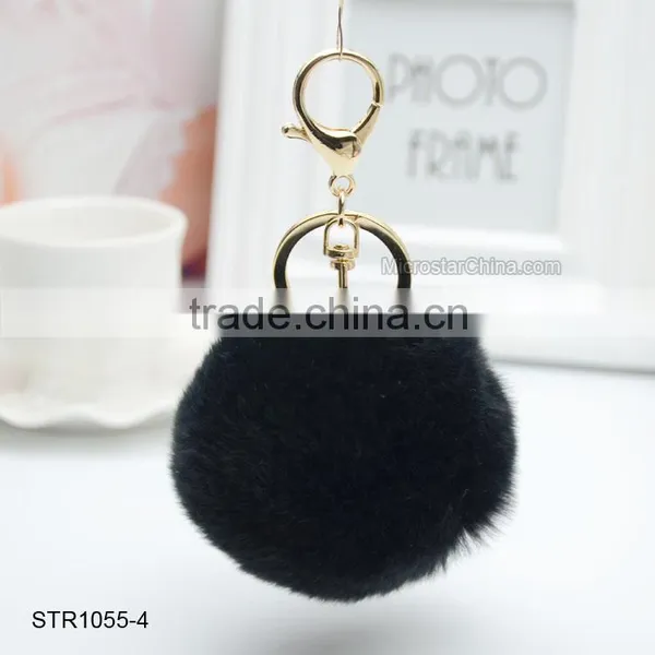 20 Colors 8cm Genuine Rex Rabbit Fur Ball Pom Pom Keychain Fur Ball Keychain photo-5