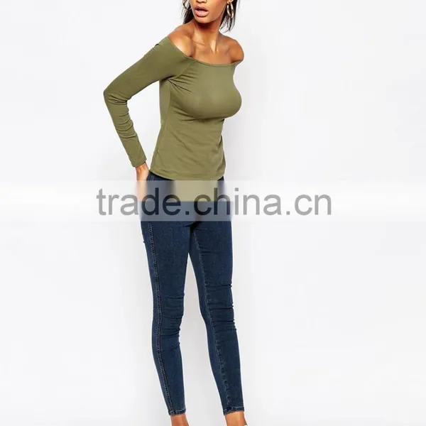2016 Womens Wholesale Clothing off Shoulder Tops With Long Sleeves Women Blouse photo-5