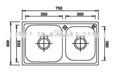 Top-Mount / Drop In Stainless Steel Double Bowl Kitchen Sink UC02 photo-2