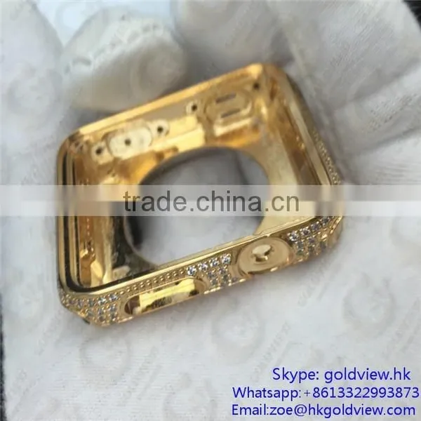 Newest Hot Selling, Crystal Steel Metal Case Housing for Apple Watch 24k Gold Plated photo-4