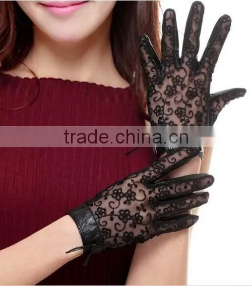 Stylish Girls Sexy Lace Gloves Purple Black Leather Sexy Lace Gloves photo-3