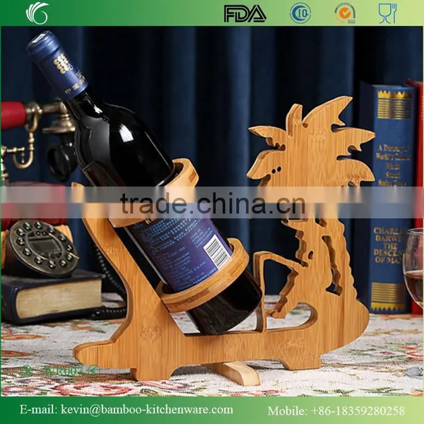 WR007/Decorative Coconut Bamboo Wine Rack Handmade Wooden Bottle Wine Shelf Novelty Bottle Display Wine Shelf photo-3
