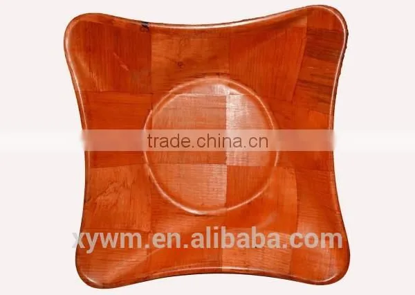 Square Woven Wooden Salad Serving Plate photo-6