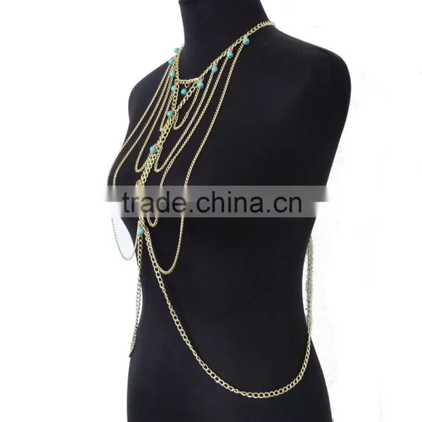 Turquoise Multilayer Tassel Sexy Waist Chain photo-3