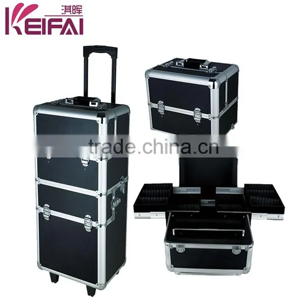 Custom Logo Personalized Lockable Aluminum Frame ABS Lighting Makeup Case With Stand
