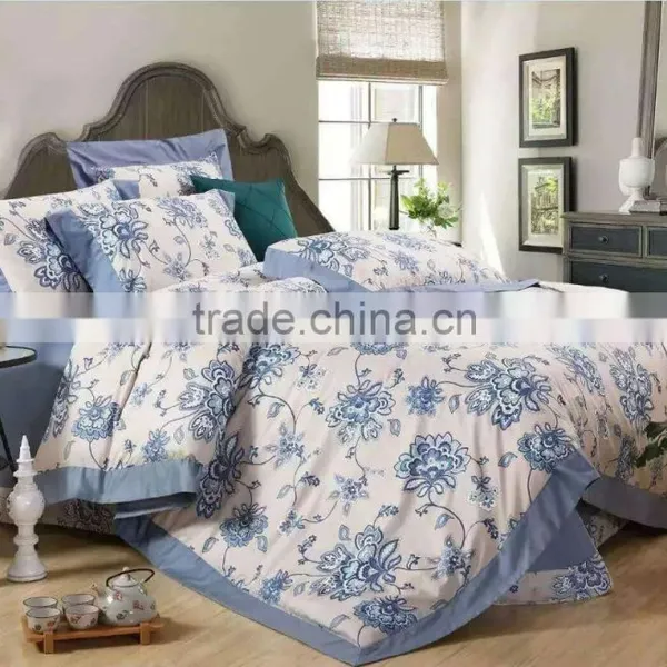 100% Cotton Custom Reactive Printed Zipper/button Style Duvet Cover Set