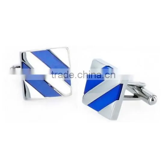 Men's Stainless Steel Diagonal Stripe Inlay Cuff Links photo-2