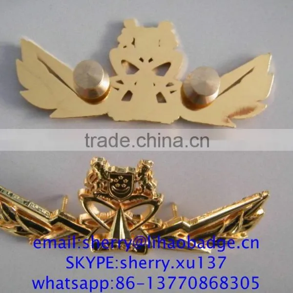 Zinc Alloy Metal Wing Bagdes,gold Pilot Wing Lapel Pins, Wing Emblem photo-5