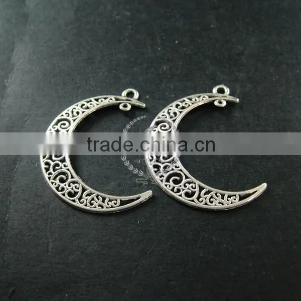 36x32mm Vintage Style Antiqued Silver Plated Moon Connector DIY Pendant Charm Supplies Findings 1820270 photo-2