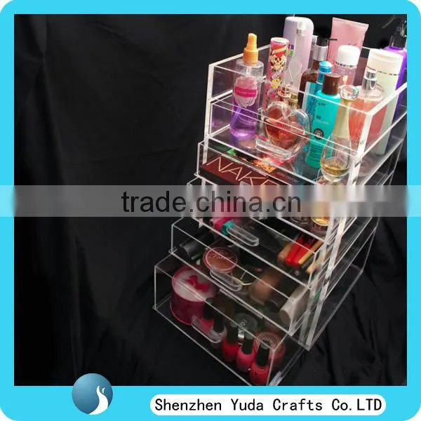 Clear Countertop Plexiglass Cosmetic Display Showcase Acrylic 5 Drawers Clear Makeup Organizer photo-2