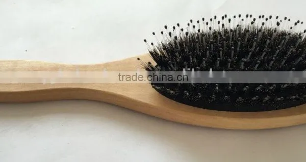 Wooden Paddle Nylon&bristle Cushion Hair Brush photo-3