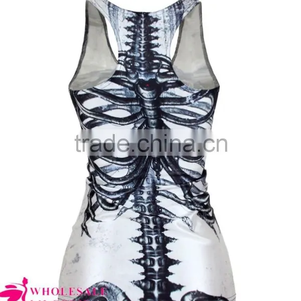 High Quality Milk Silk Underwaist Tank Top Women Bones/X Ray/Skeleton Black Summer Tank Top BX006 photo-5
