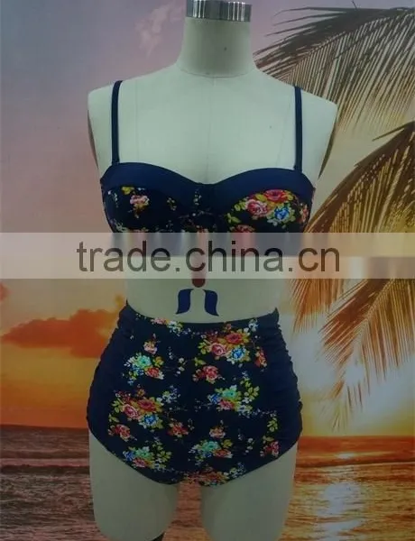 New Fashion Printed Flower Women Hot Sexy High Waist Bikini photo-5