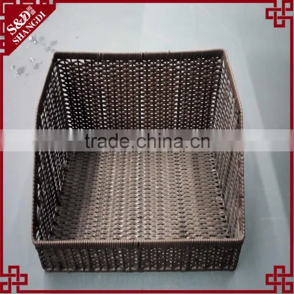 S&D Poly Rattan Brown Wicker Storage Basket Imitation Supermarket Display Basket Fruit Basket photo-2