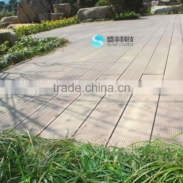 145*23 Anti-slip WPC Grooved Decking for Garden photo-2
