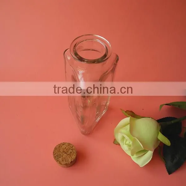 Novely Triangle Shape Glass Storage Bottle With Cork photo-3