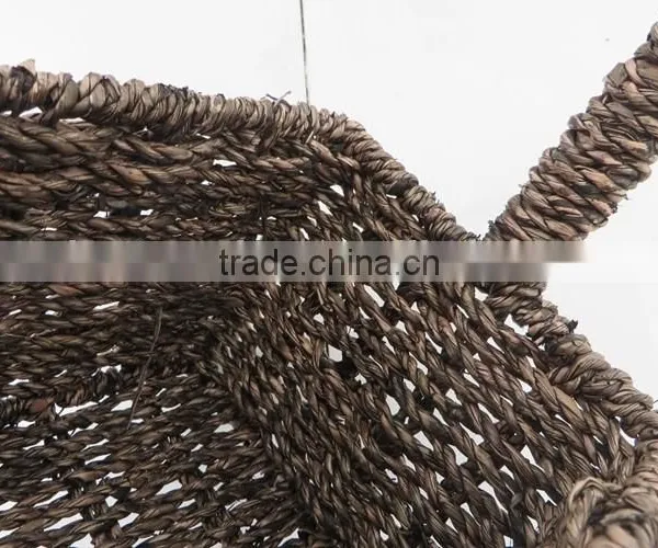 High Handle Black Color Seagrass Basket photo-3