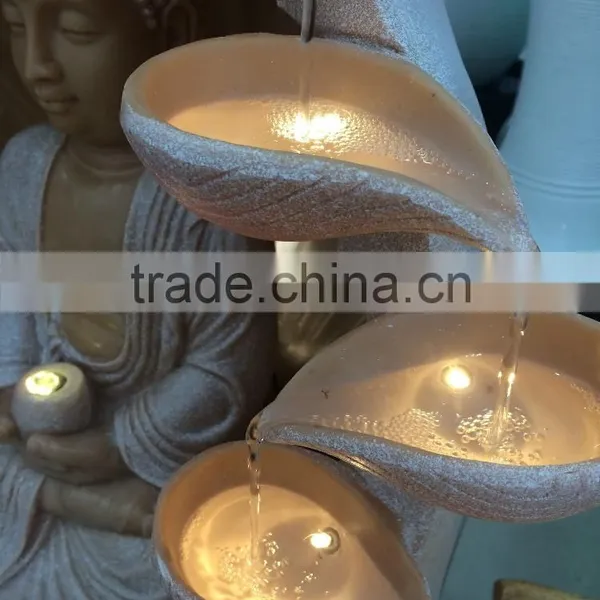 LED Lighting Resin Religion Buddha Water Fountain Decorations photo-4